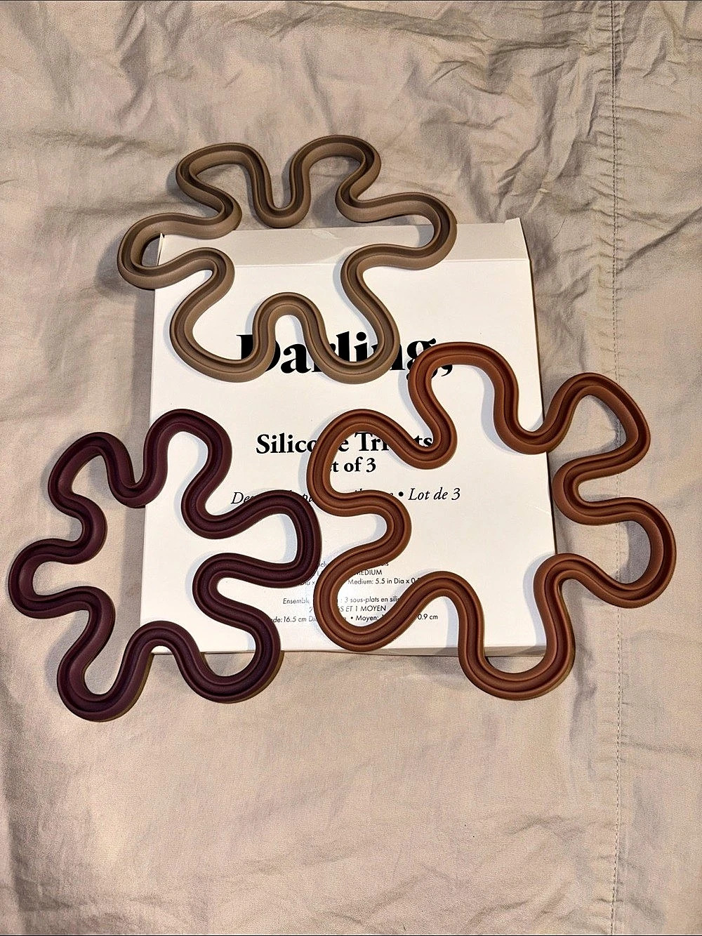 Darling Silicone Trivets Set of 3 Brown & Purple